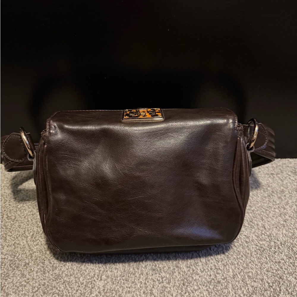 Liz Claiborne Dark Brown Leather Crossbody Bag